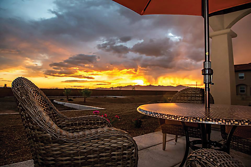 Sunset view from patio table.