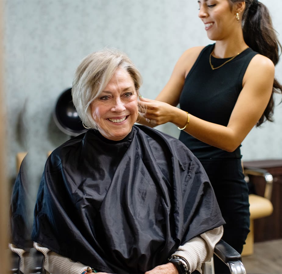 Resident getting hair done at the salon.