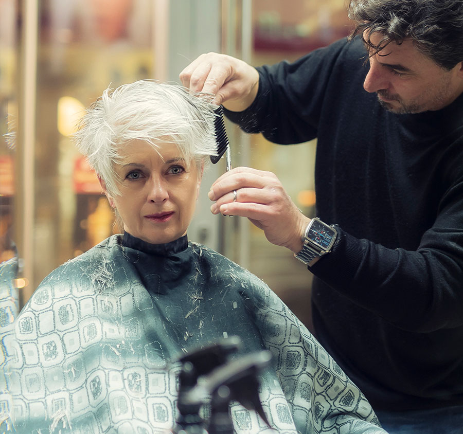 Pearl Protland panel amenities Resident getting hair done at the salon.