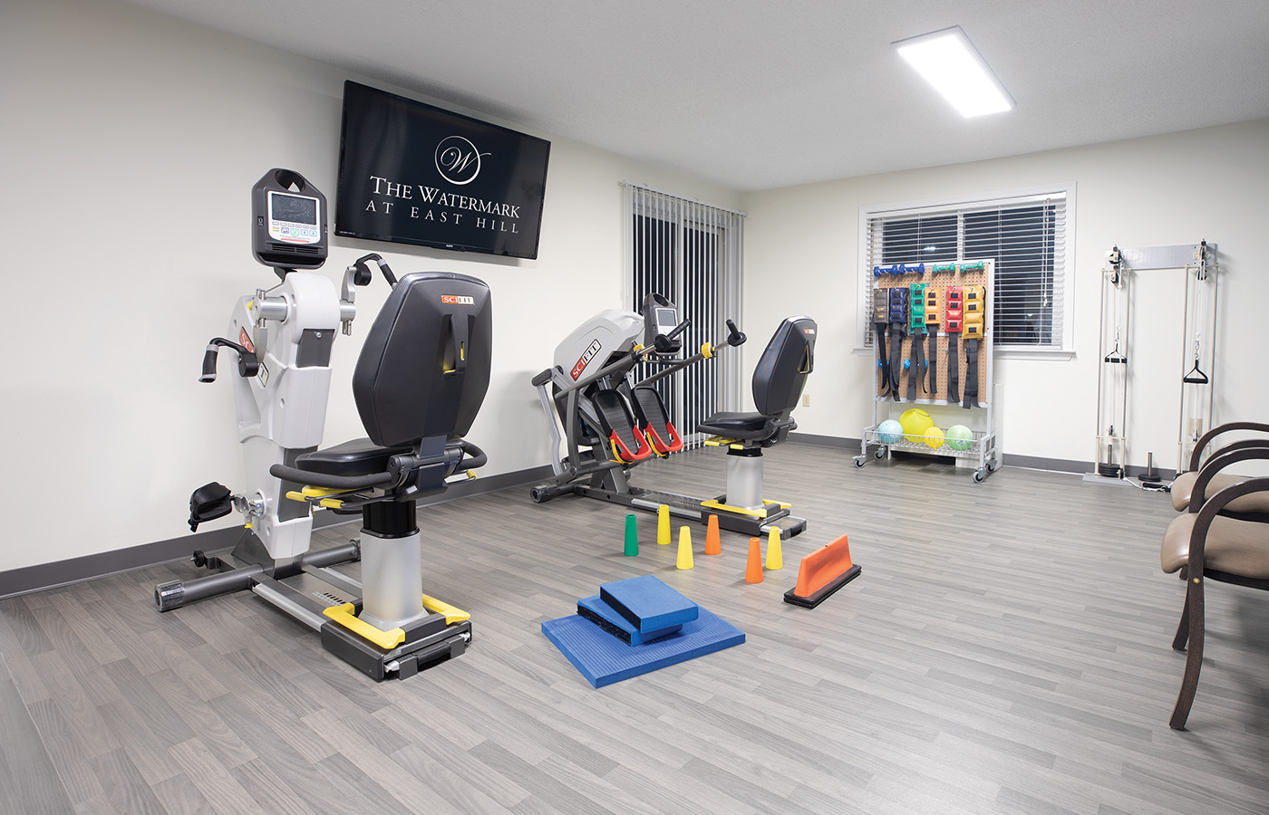A fitness area at The Watermark at East Hill.