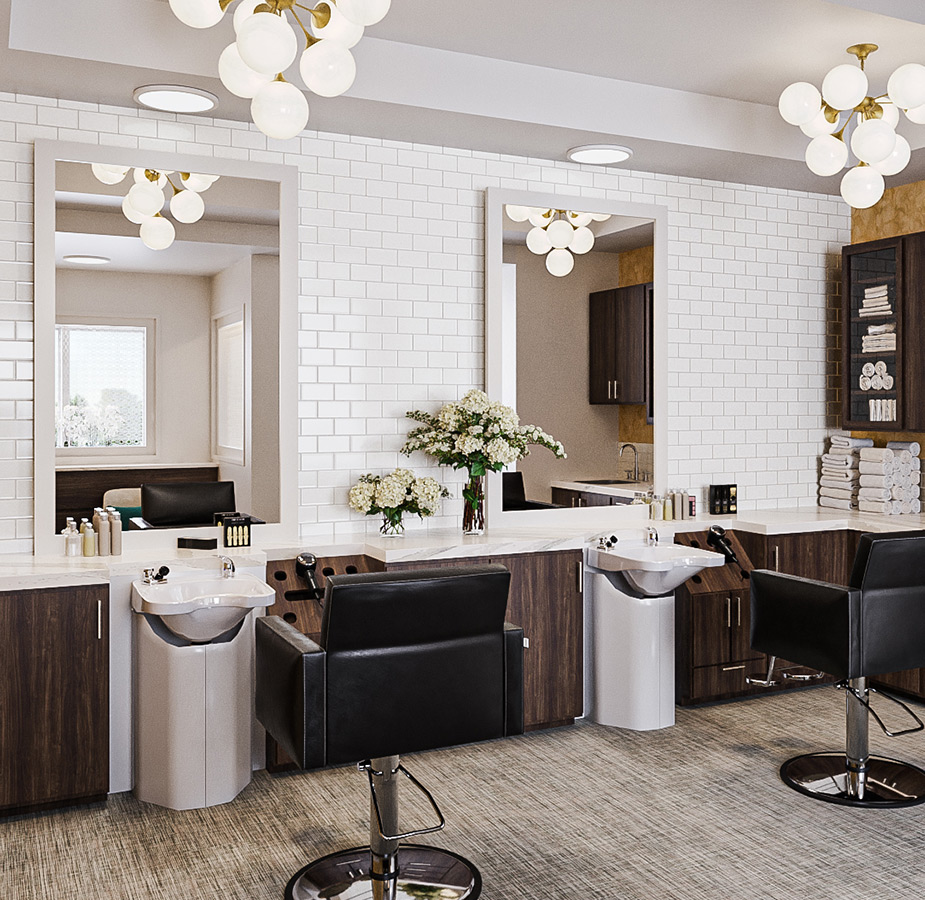 A beautiful modern hair salon.