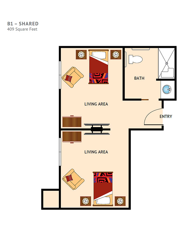 Shared suite apartment plan.