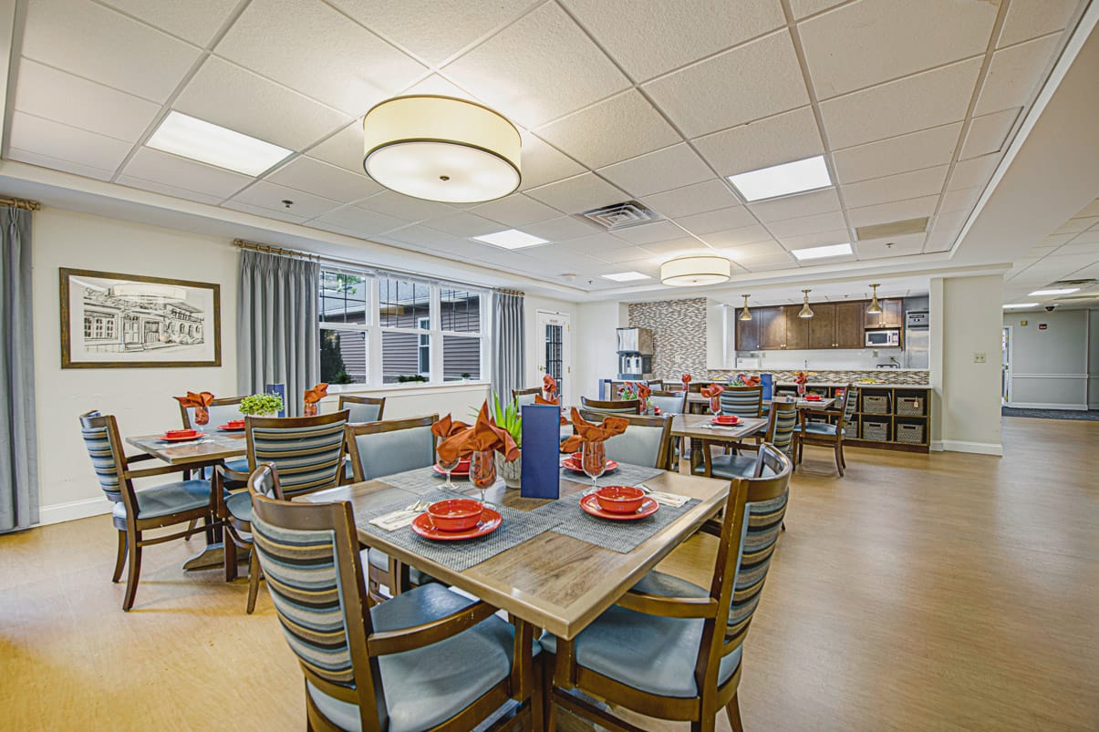 A dining area at Woodbury Mews.