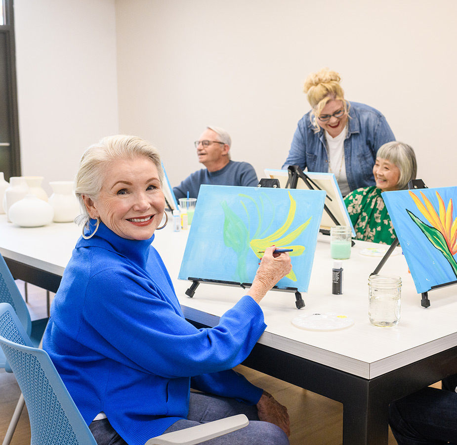 Group gathered to paint.