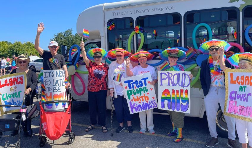 Residents are celebrating Pride month in a parade.