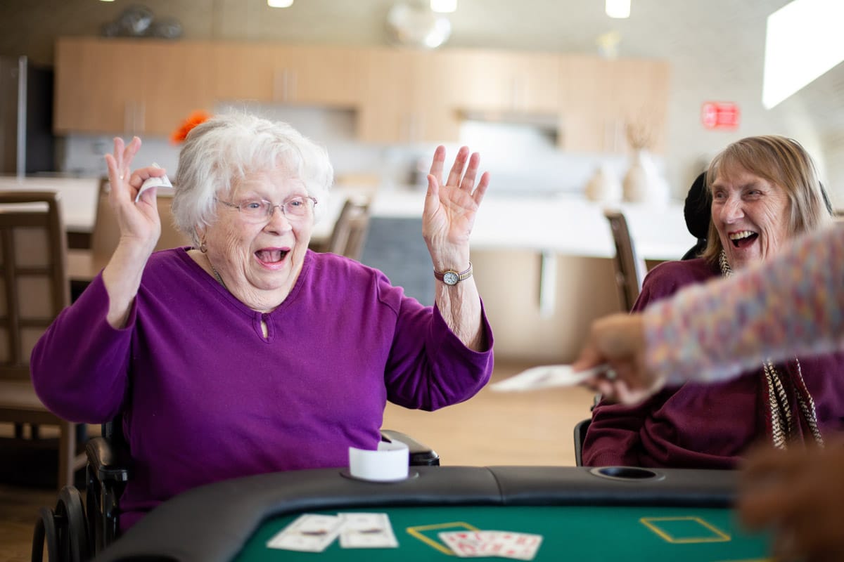 A resident wins at poker.