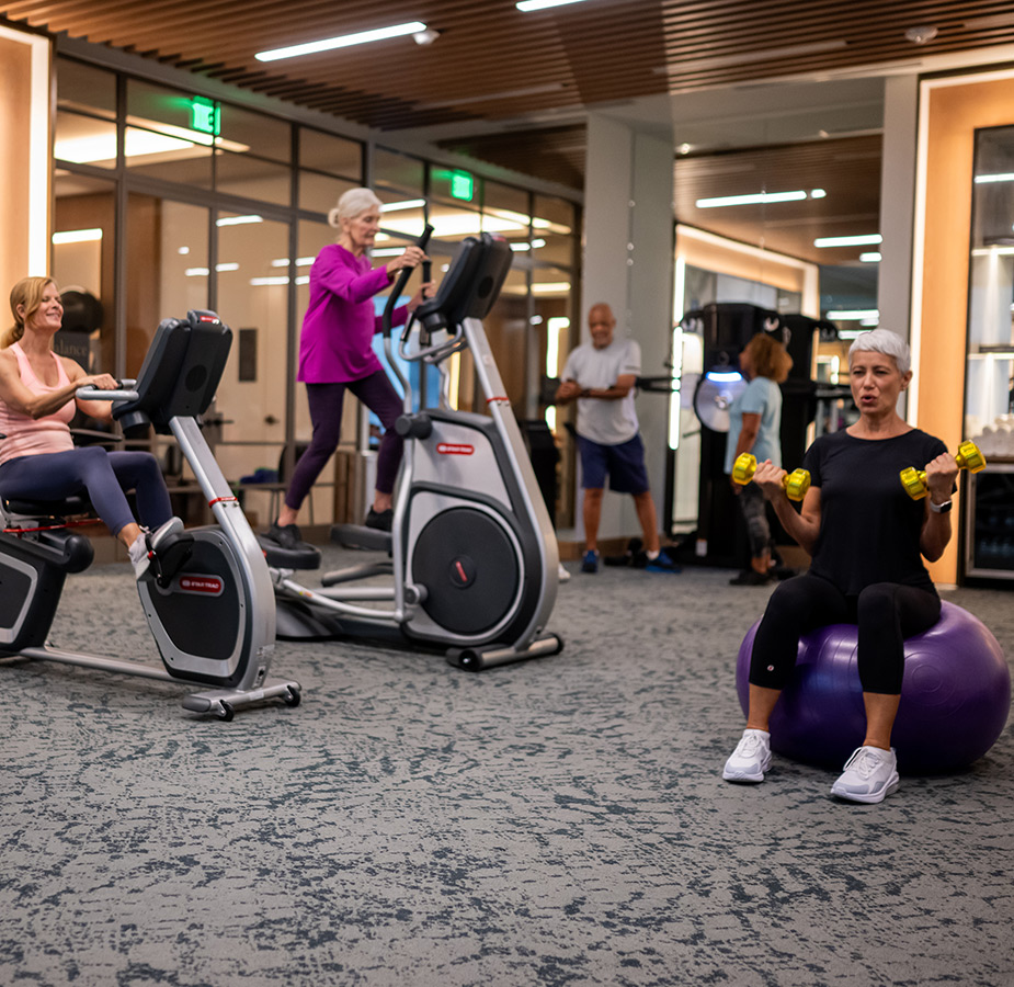 People working out at the gym.