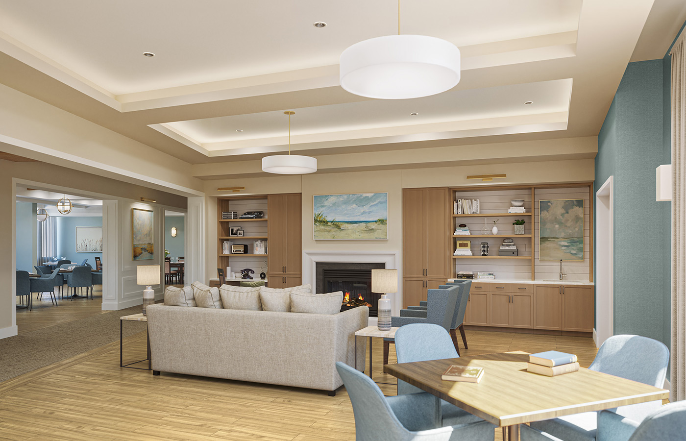The memory care common living room area.