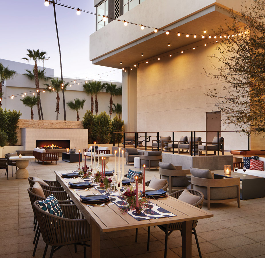 The patio at The Watermark at Westwood Village.