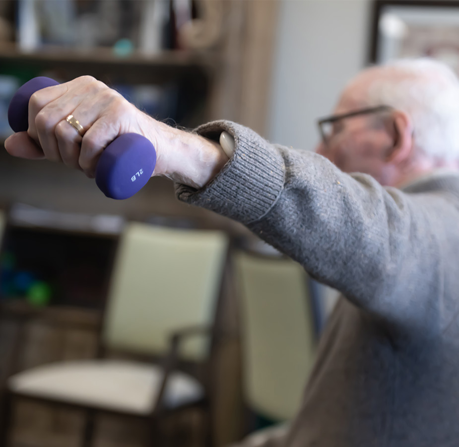 A person lifting a weight.