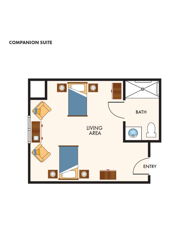 Companion bedroom apartment floor plan.