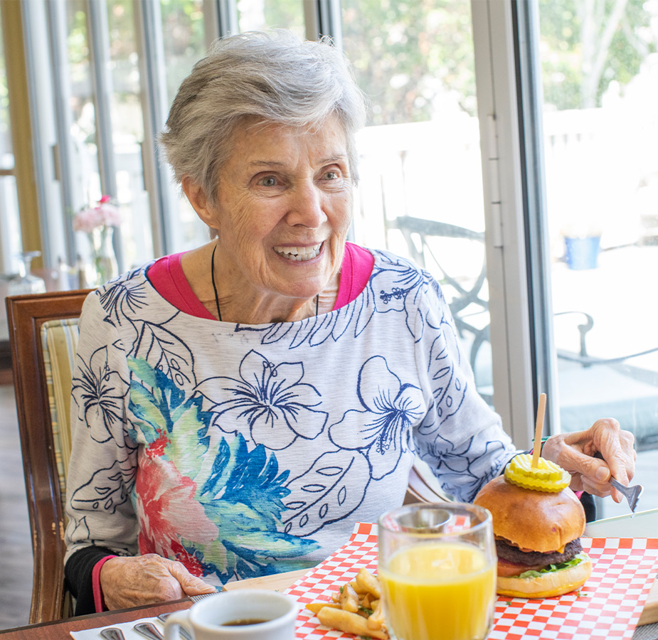 A person eating lunch.
