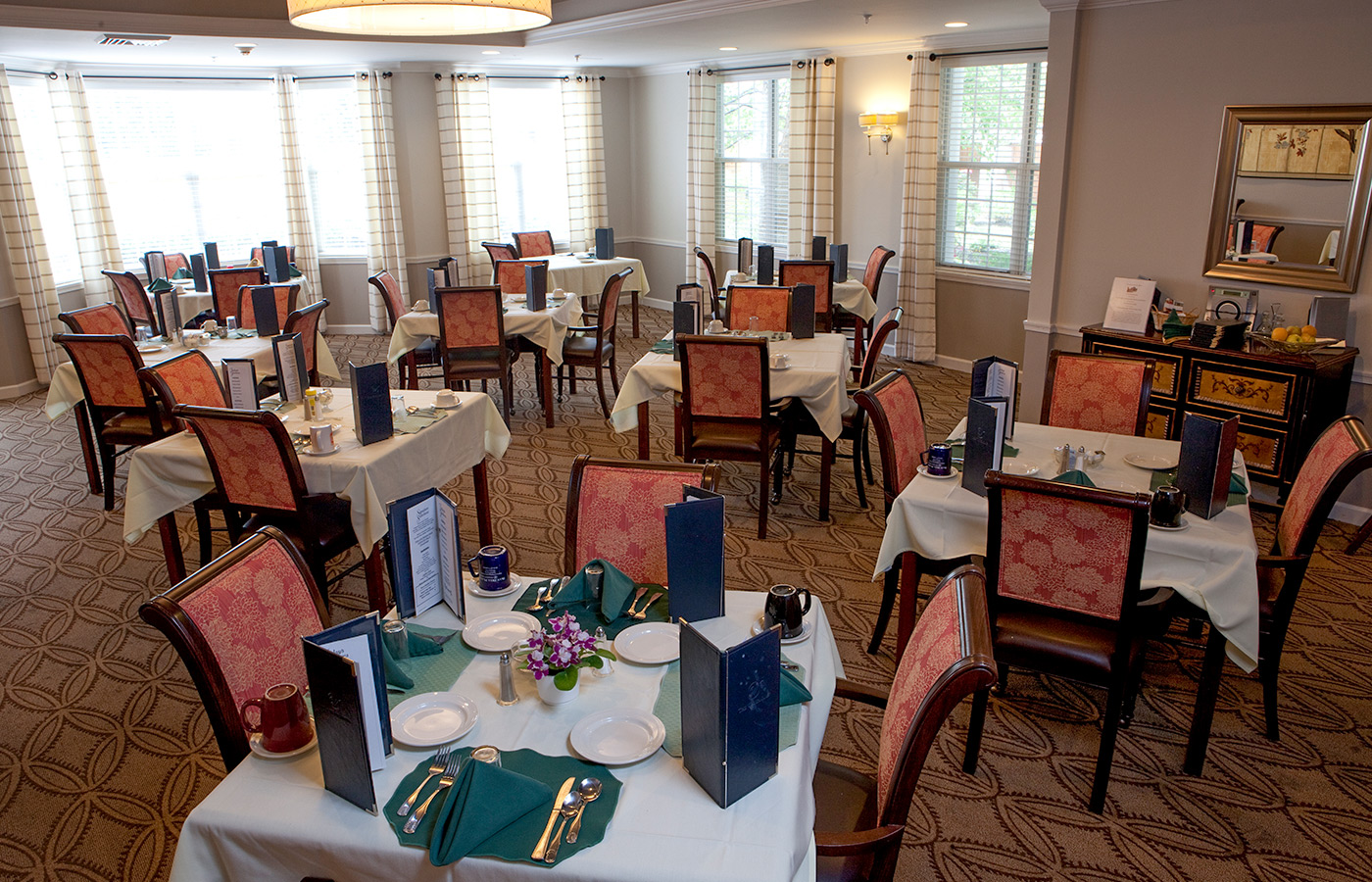 The Fountains at The Albemarle dining area.