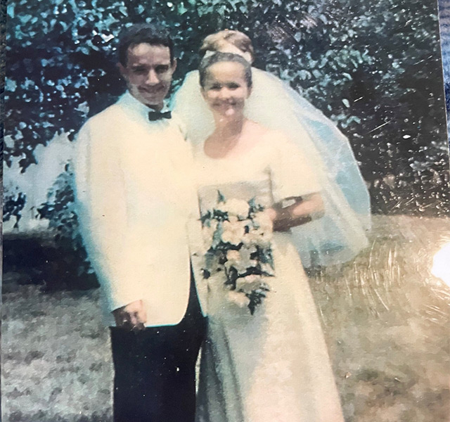Two people smiling.