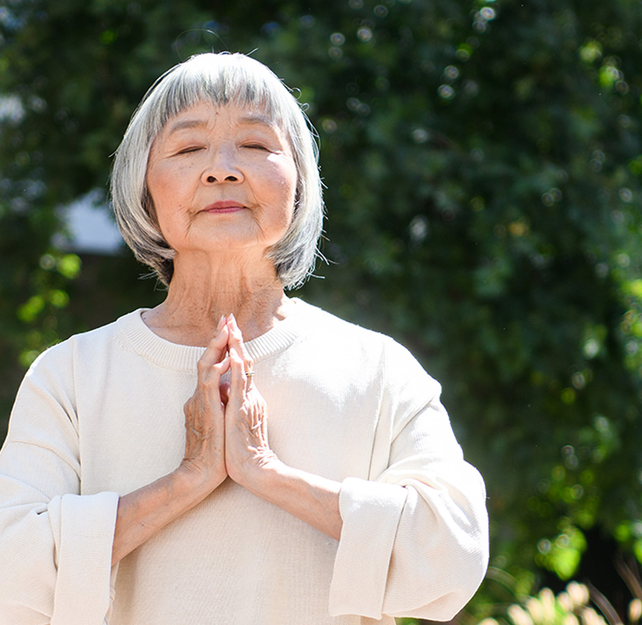 Resident meditates.