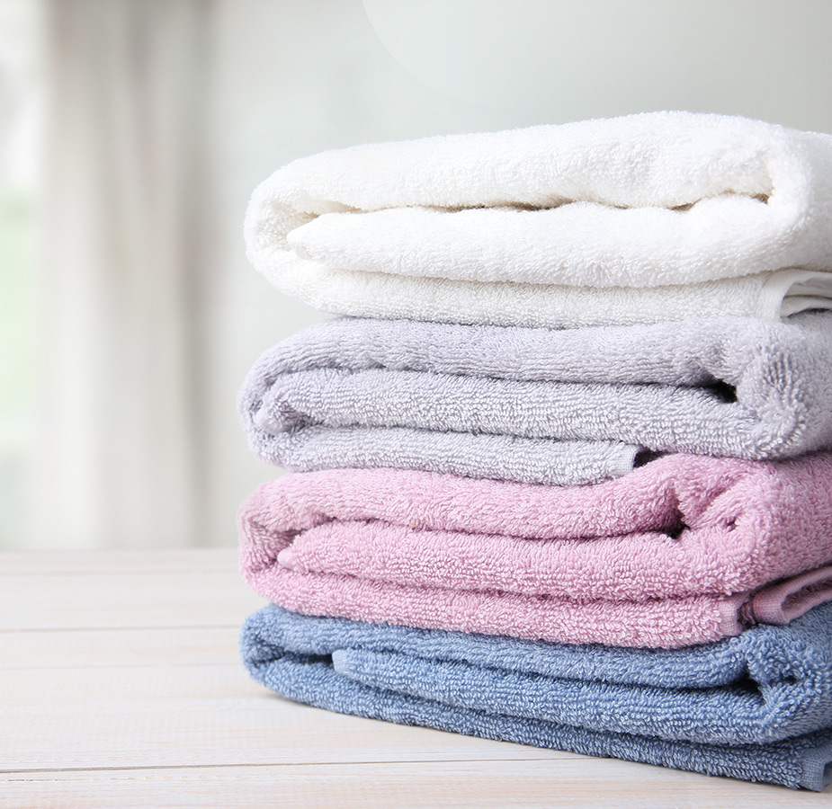 A stack of clean multicolored towels.