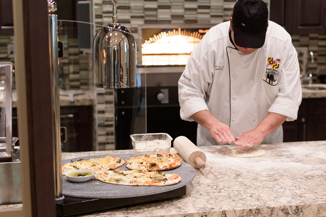 A chef is cooking.