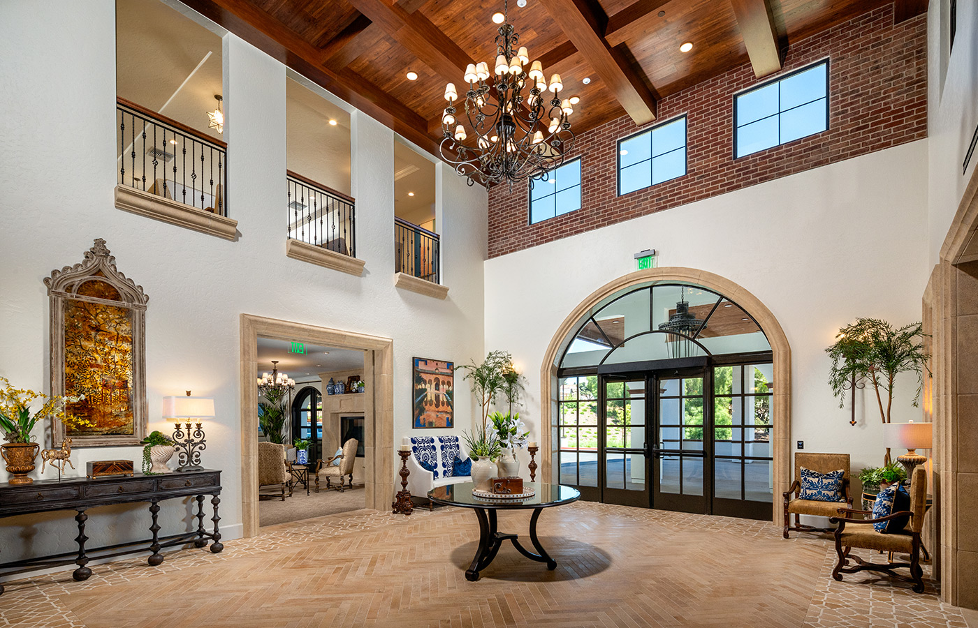 A large lobby with high ceilings.