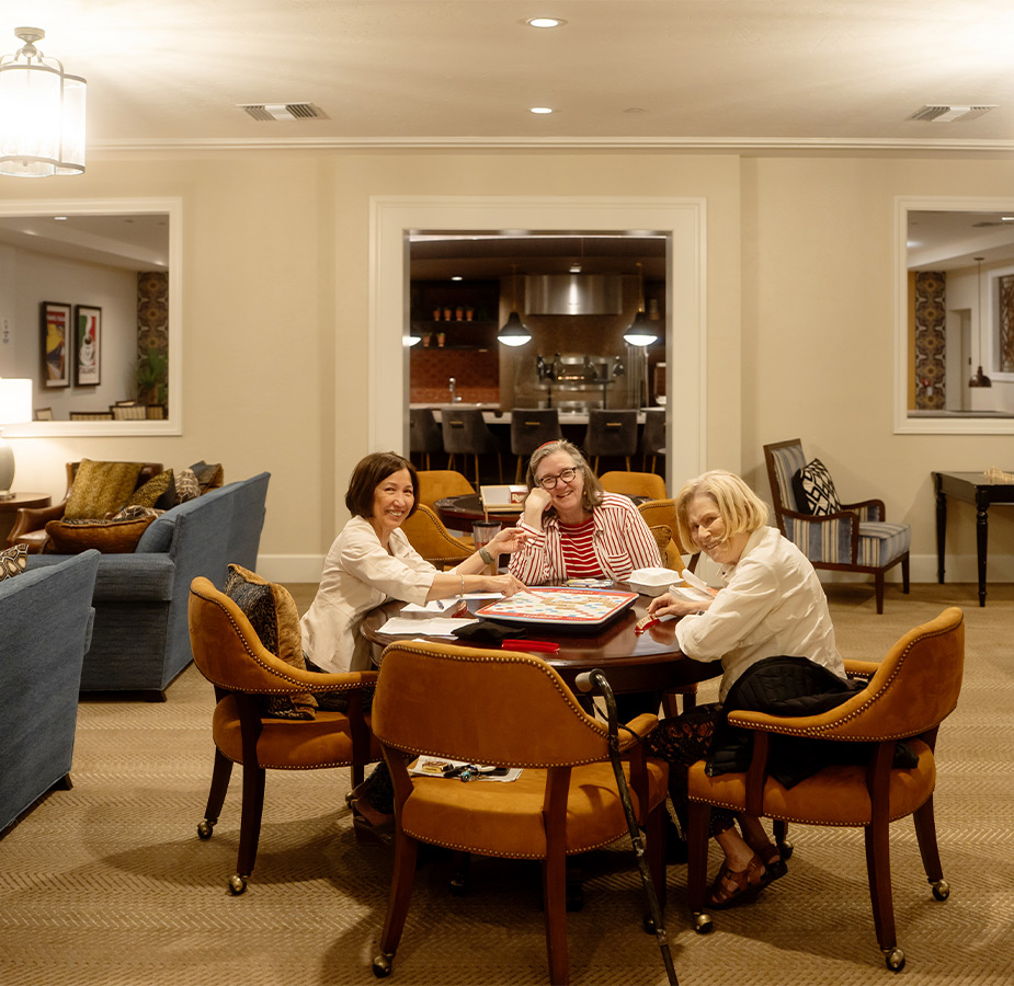 A group of friends playing scrabble.