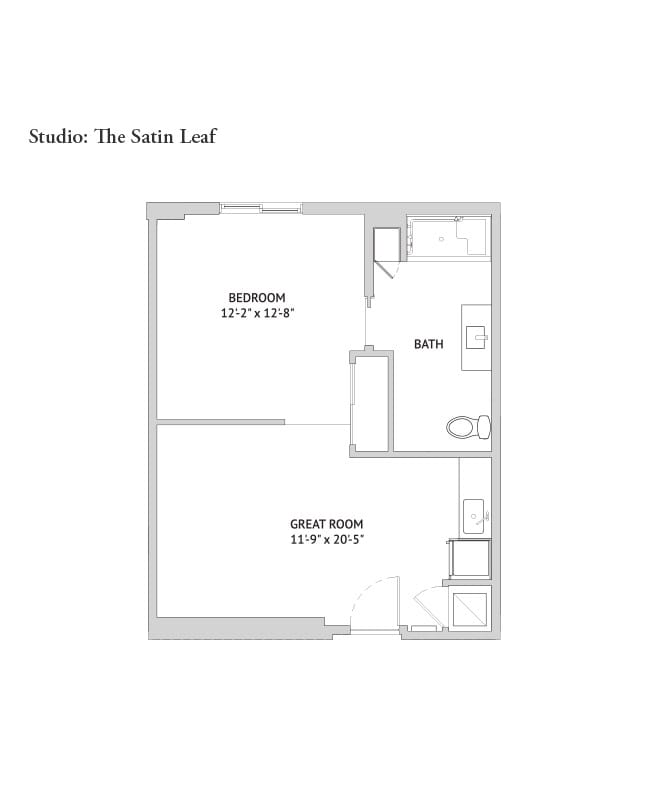 Assisted living studio floor plan for The Watermark at West Palm Beach.