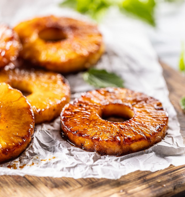 Grilled pineapple on board