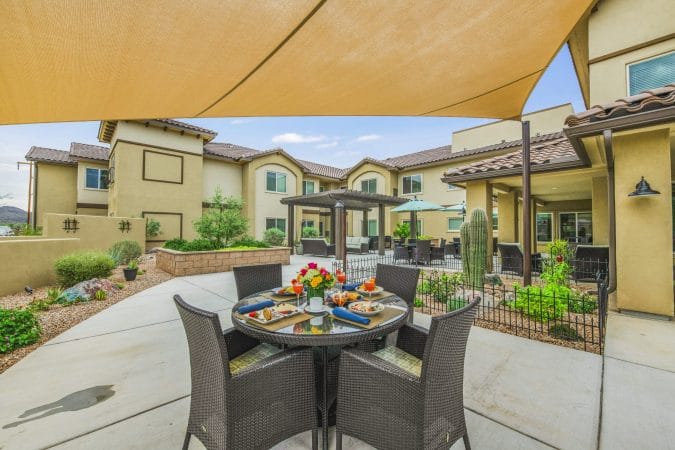 The patio at The Watermark at Continental Ranch.