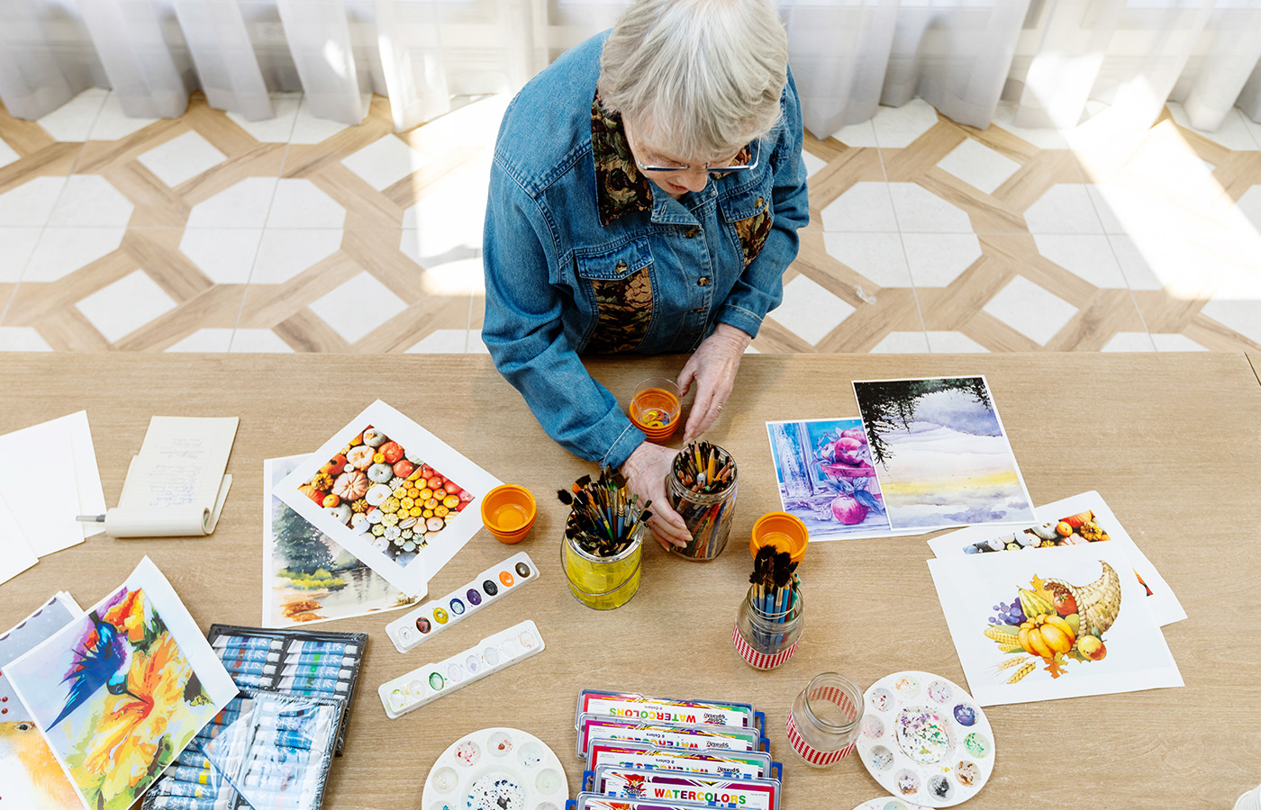 A person painting.