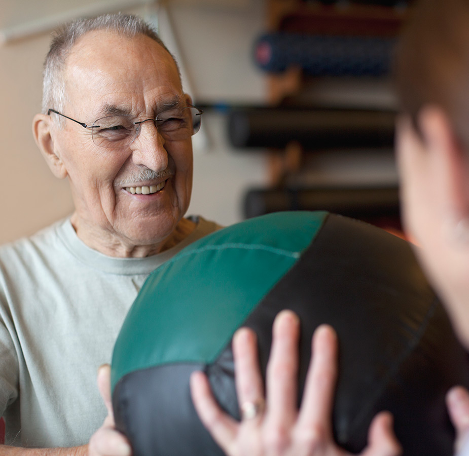 A resident is in physical therapy.