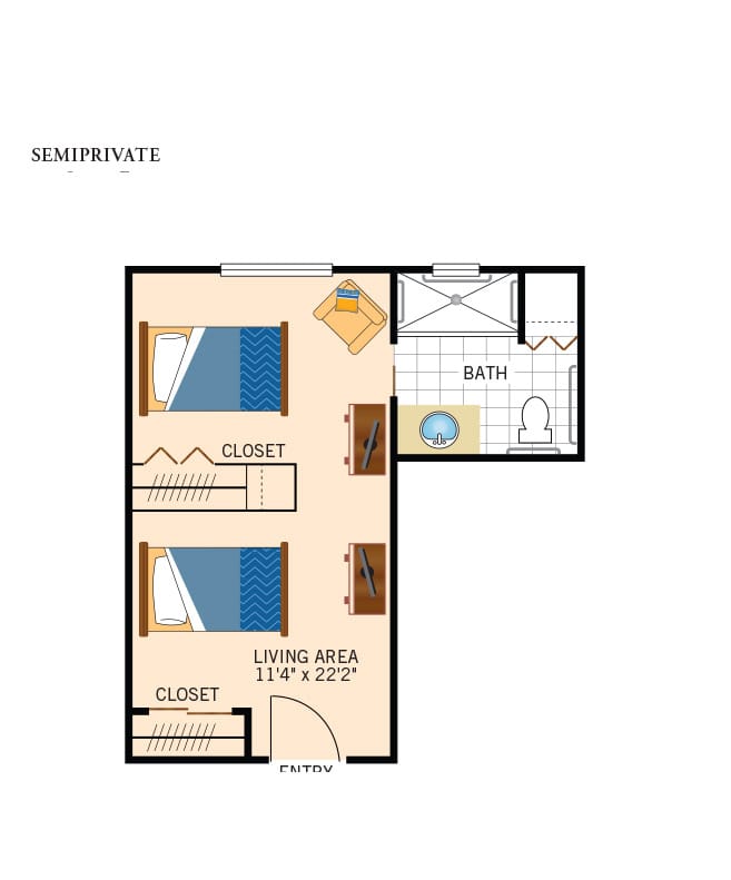Semi private apartment  floor plan.