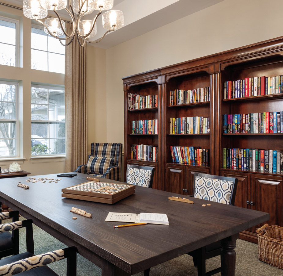 The library at The Legacy at Park Crescent.