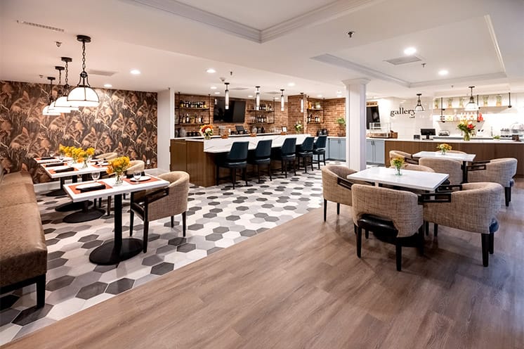 A dining area at The Watermark at St. Peters.