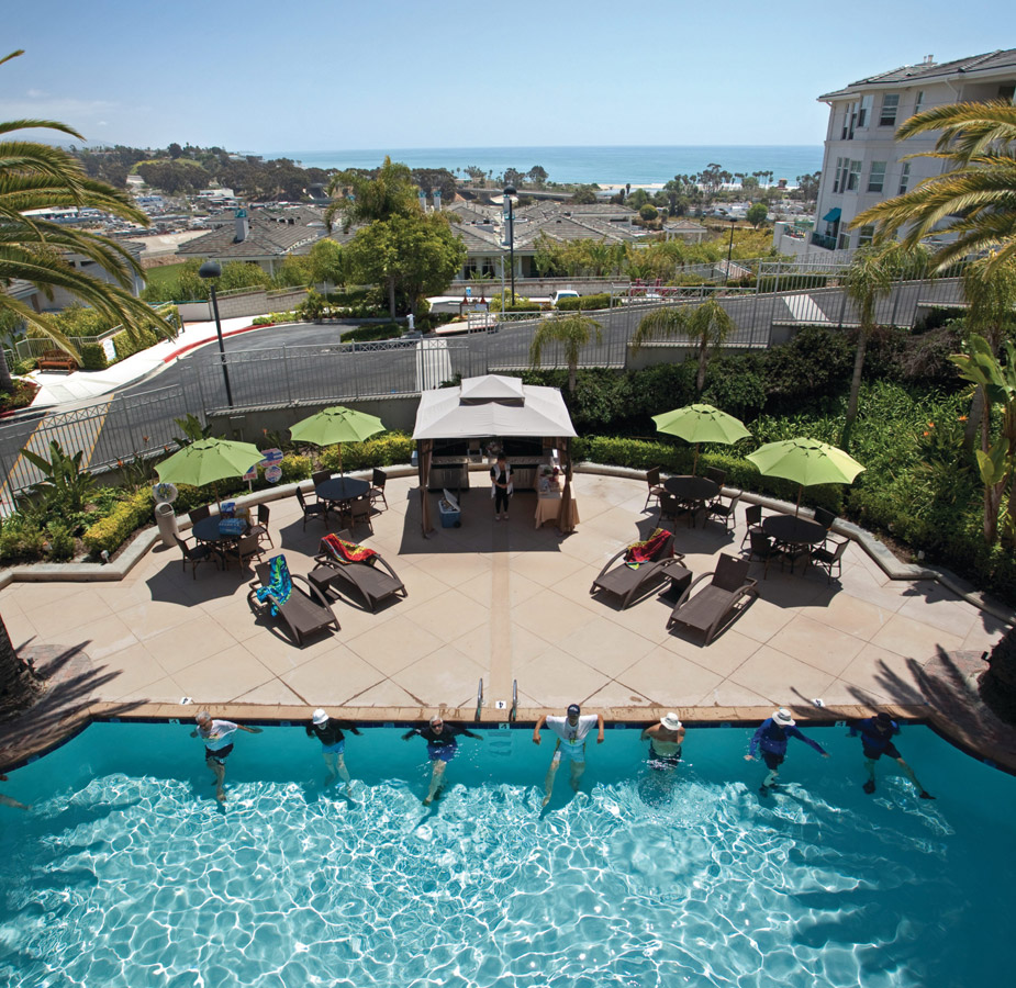 An outdoor pool at The Fountains at Sea Bluffs.
