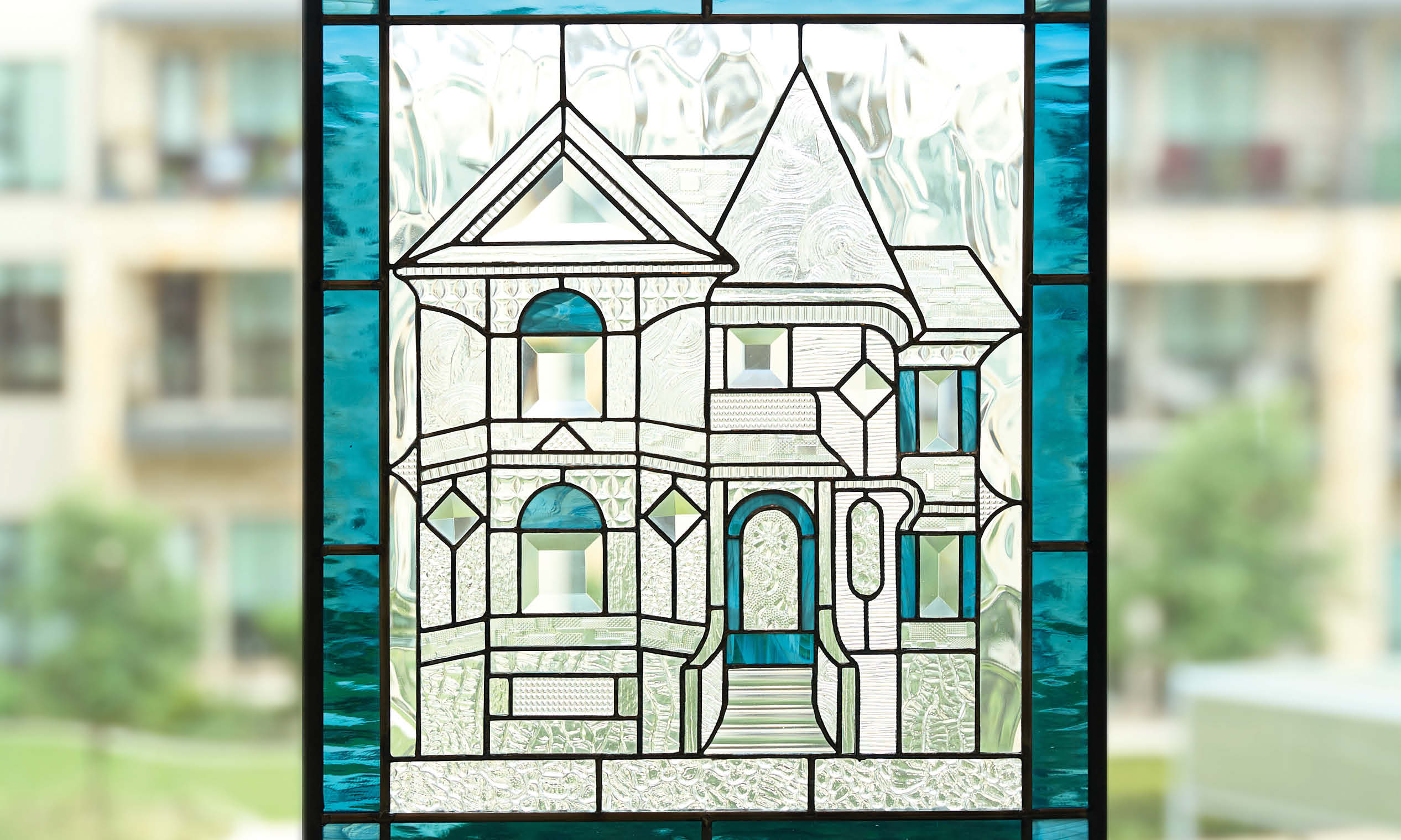 Stained glass church artwork.