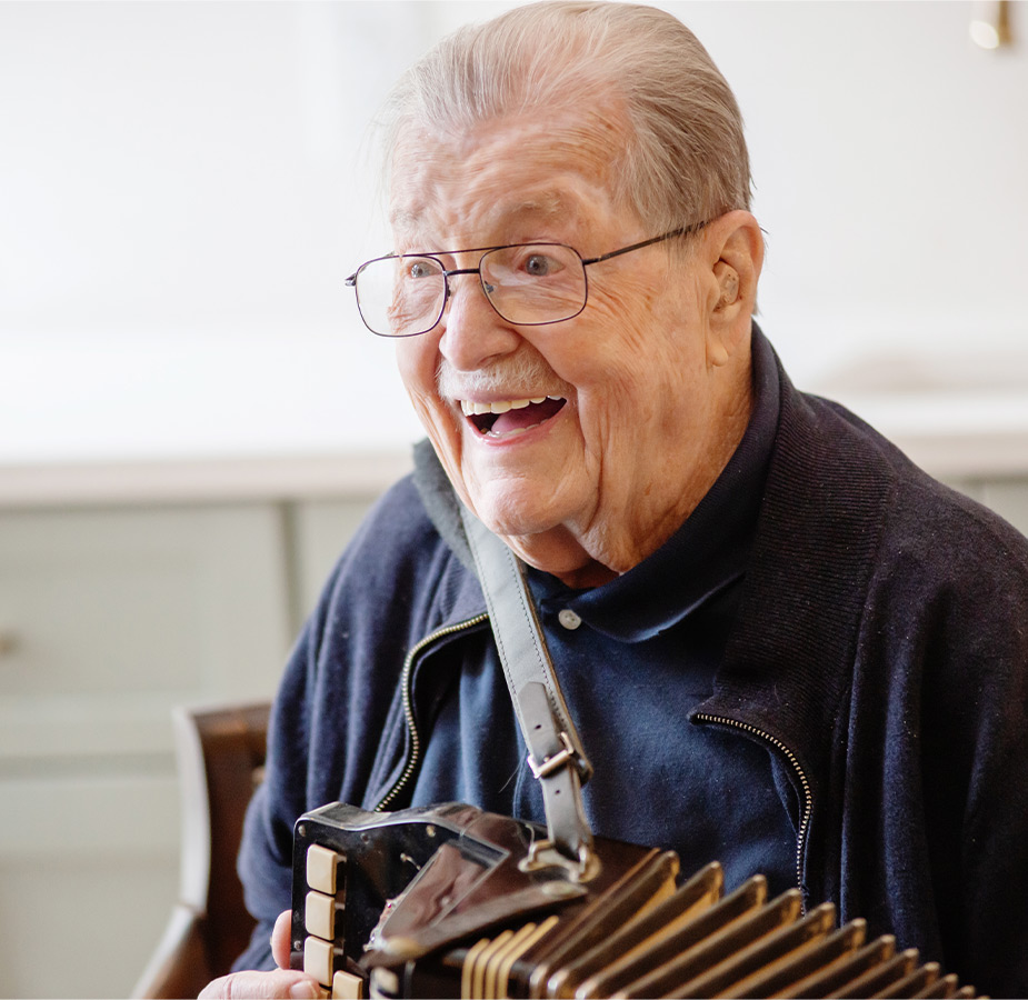 A person playing the accordion.