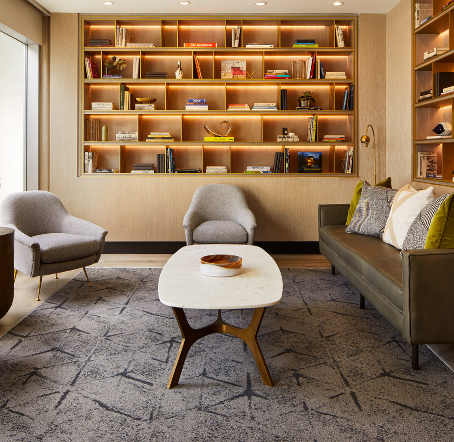 The library at The Watermark at Westwood Village.