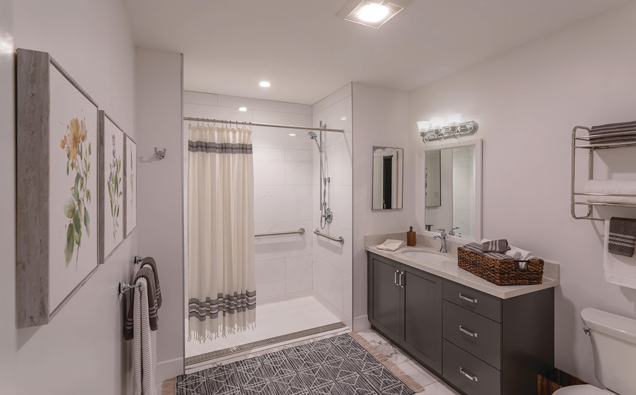 A bathroom in an apartment at The Watermark at Napa Valley.