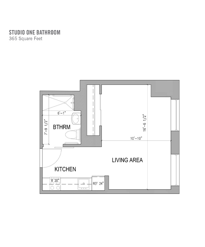Studio one bathroom