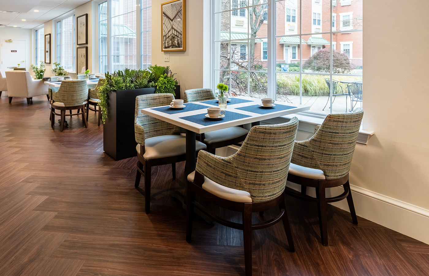 A dining area at Woodbury Mews.