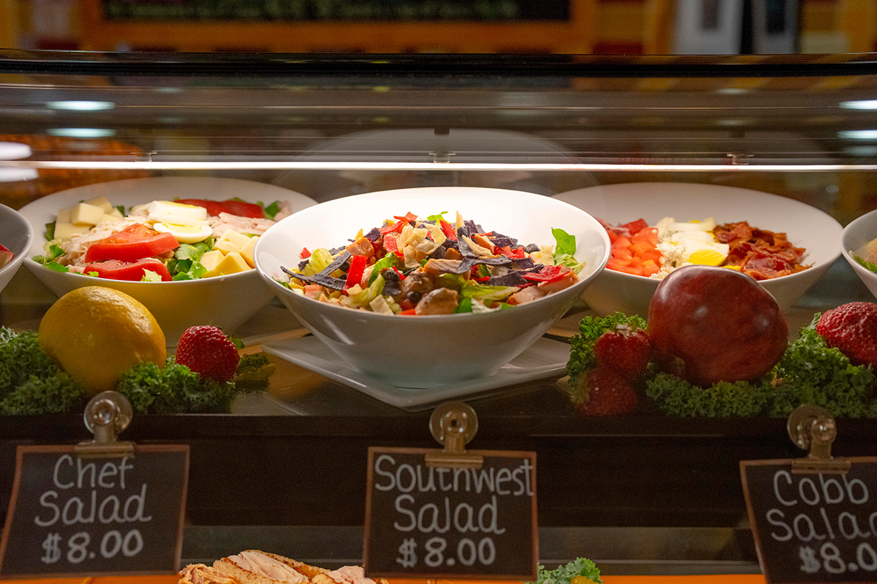 Food in the bakery counter at the cafe in The Fountains at La Cholla.