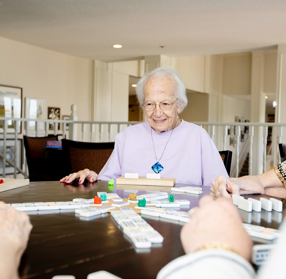 A resident is playing a game.