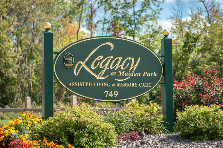 The Legacy at Maiden Park exterior sign.
