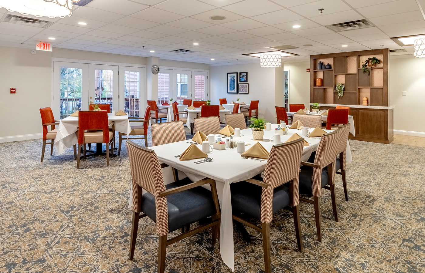 A dining area at Woodbury Mews.