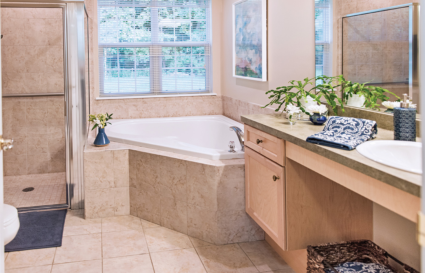 Bathroom with tub and sink.