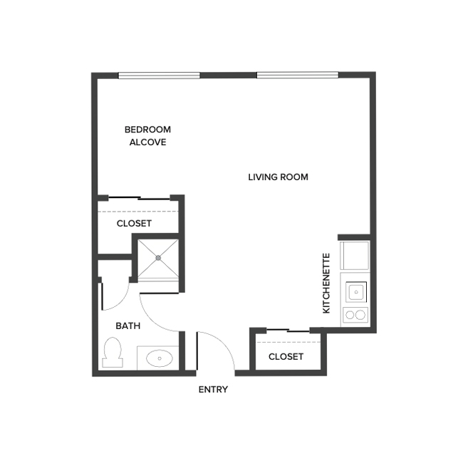 A Memory Care floor plan with a studio.