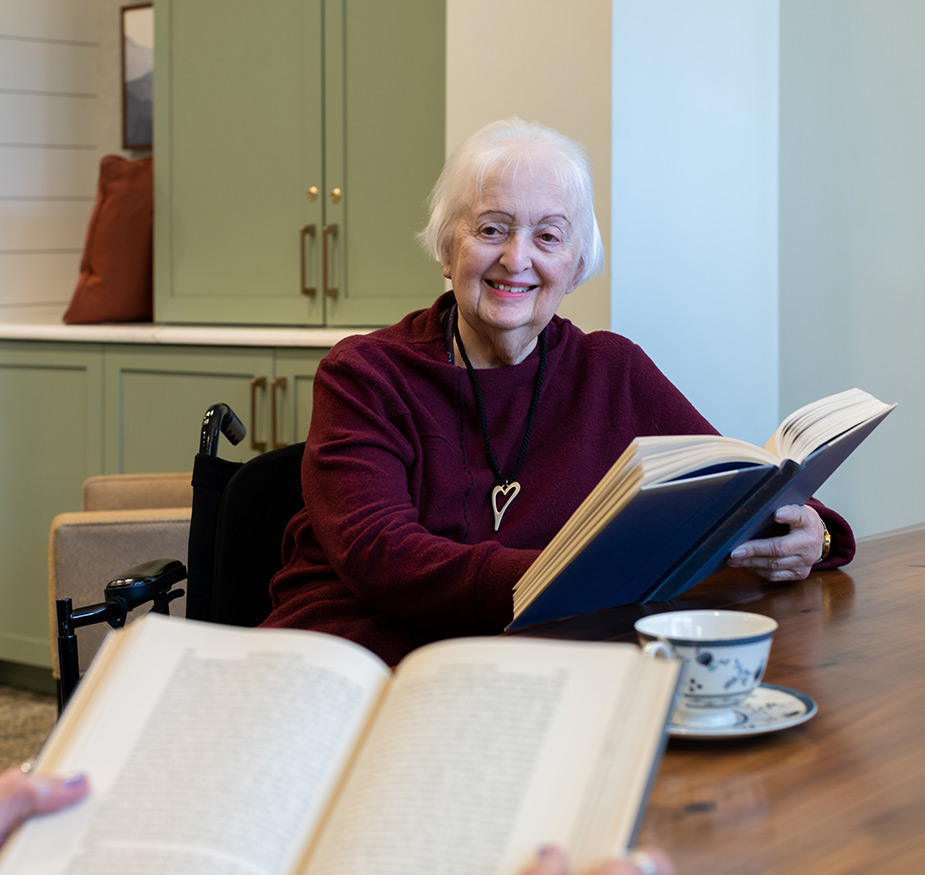 A person reading a book.