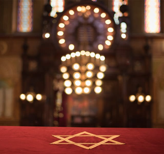 Brooklyn Heights Synagogue building with star of David.