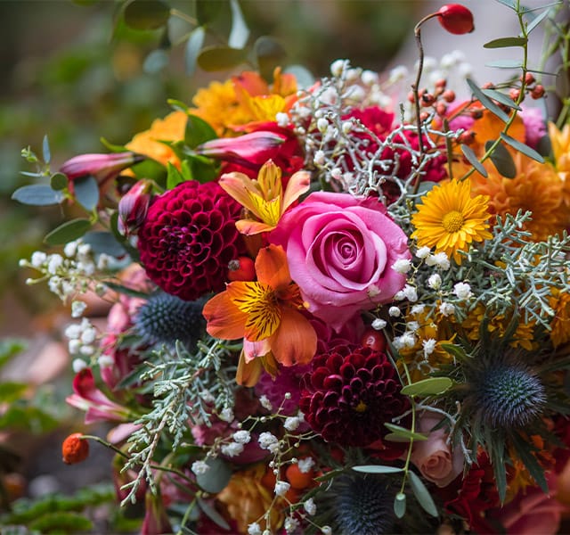 A colourful floral arrangement.