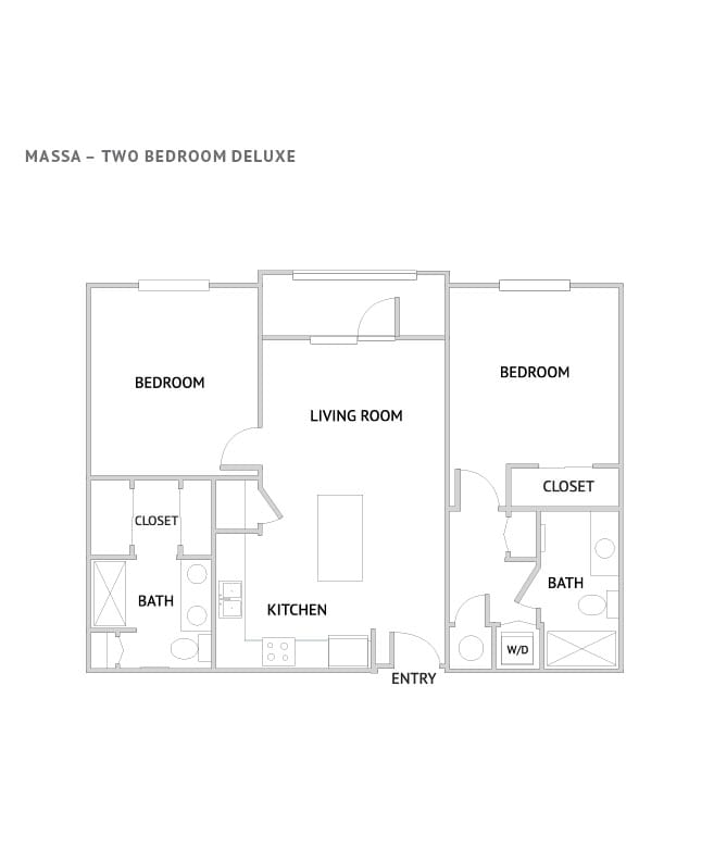 Two bedroom apartment floor plan.