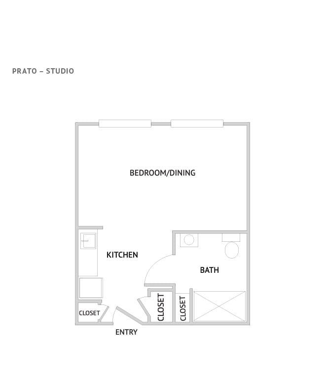 Studio bedroom apartment floor plan.