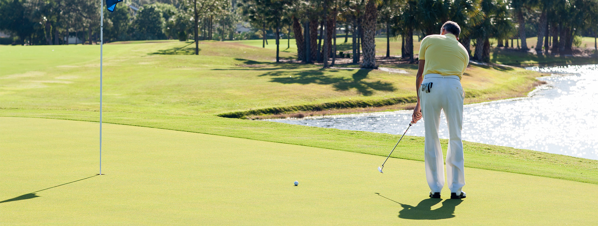 A person golfing.